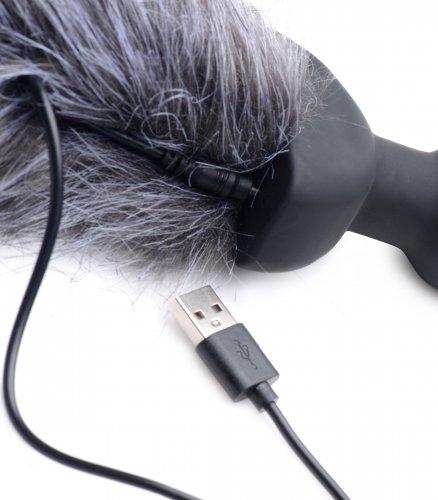 Gray Remote Control Vibrating Fox Tail Anal Plug