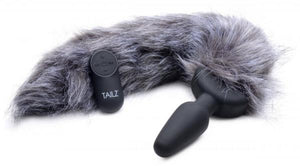 Gray Remote Control Vibrating Fox Tail Anal Plug