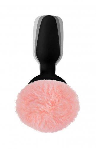 Pink Bunny Tail Vibrating Anal Plug