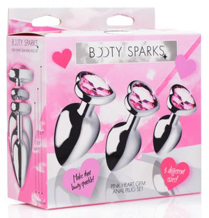 Booty Sparks Pink Heart Gem Anal Plug Set