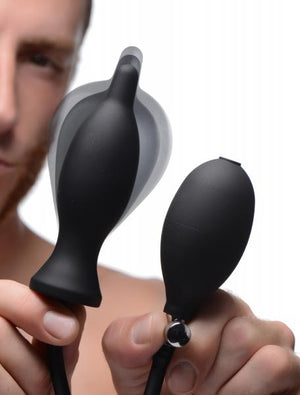 Dark Inflator Silicone Inflatable Anal Plug Black