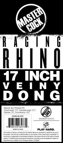 Raging Rhino 17 Inches Veiny Dildo Black