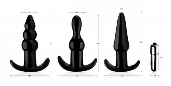 Frisky Thrill Trio Anal Plug Set Black