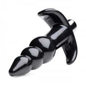 Ribbed Vibrating Butt Plug Black