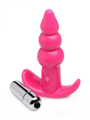 Ribbed Vibrating Butt Plug Pink