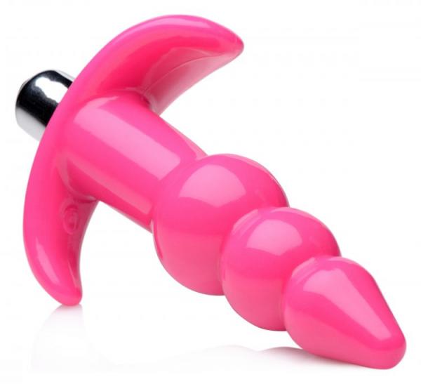 Ribbed Vibrating Butt Plug Pink