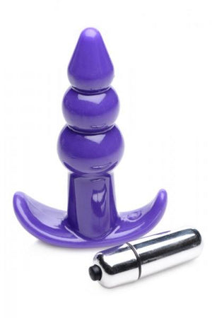 Ribbed Vibrating Butt Plug Purple