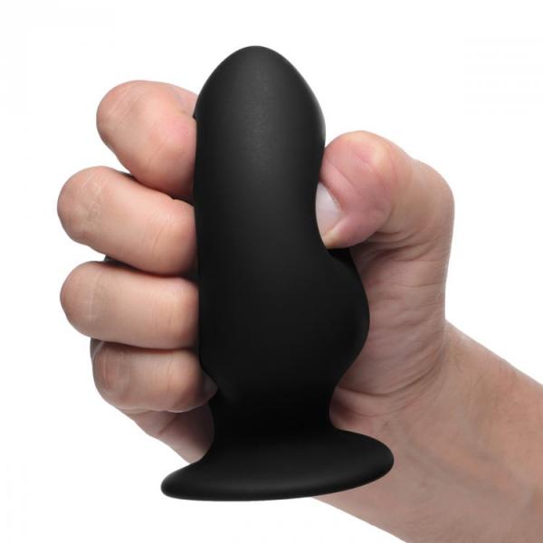 Squeezable Silicone Anal Plug Black Medium