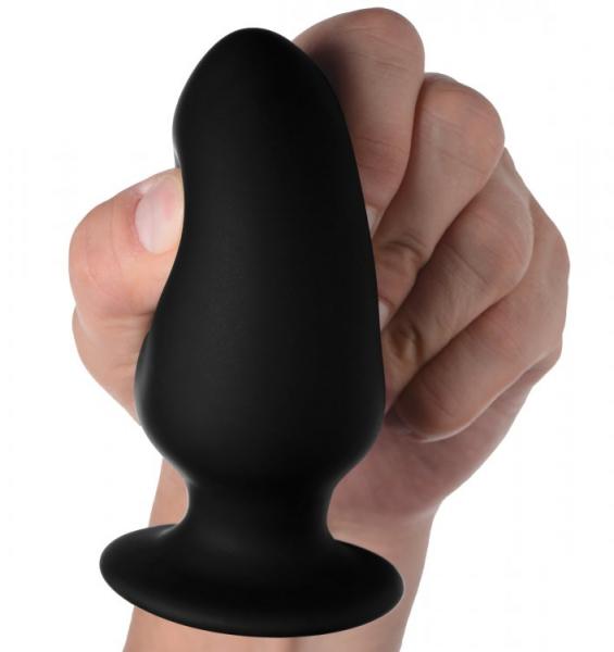 Squeezable Silicone Anal Plug Black Medium