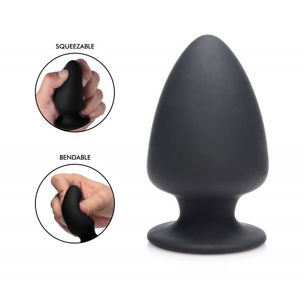 Squeezable Silicone Anal Plug Small Black