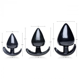 Triple Spades 3 Piece Anal Plug Set Black