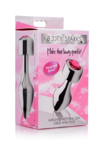 Booty Sparks Hot Pink Gem Weighted Anal Plug Large