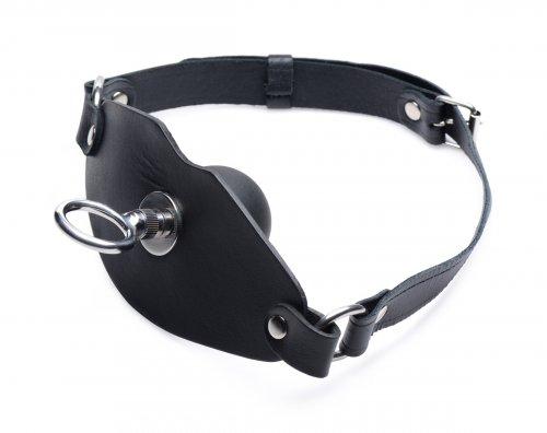 Eyelet Ball Gag Black Leather O/S