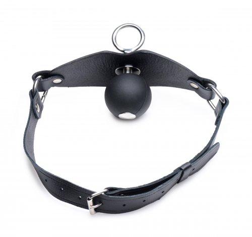 Eyelet Ball Gag Black Leather O/S