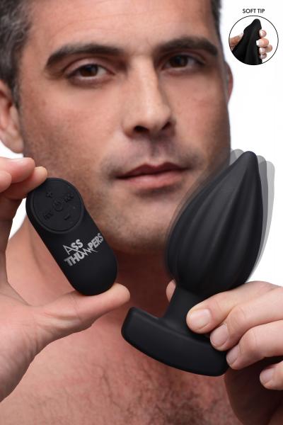 The Assterisk 10x Ribbed Silicone Remote Control Vibrating Butt Plug