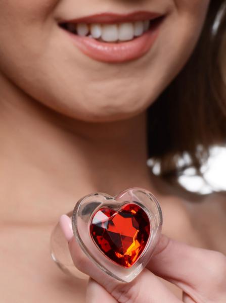 Red Heart Gem Glass Anal Plug Medium