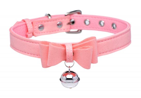 Golden Kitty Cat Bell Collar Pink/Silver