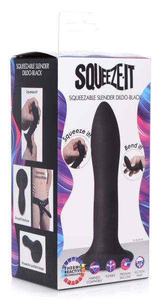 Squeezable Slender Dildo Black