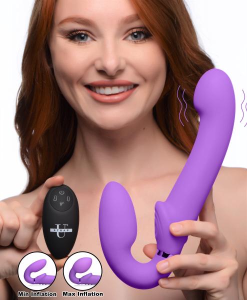 10x Remote Control Ergo Fit G Pulse Inflatable And Vibrating Strapless Strap On Purple
