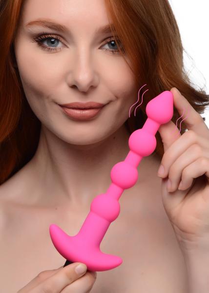 Remote Control Vibrating Silicone Anal Beads Pink