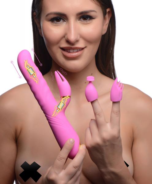 10x Versa Thrust Vibrating And Thrusting Silicone Rabbit With 3 Attachments