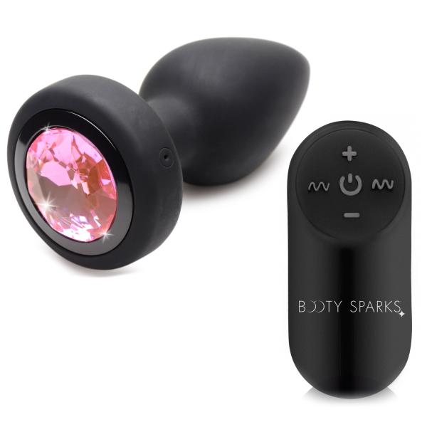 Booty Sparks Pink Gem Plug W/Remote Sm