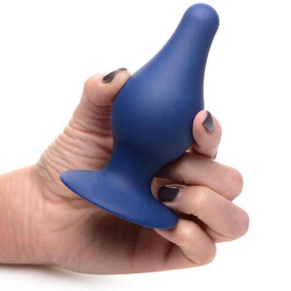 Squeezable Tapered Large Anal Plug Blue