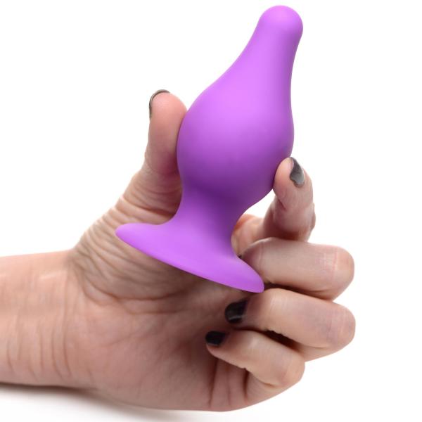 Squeezable Tapered Medium Anal Plug Purple