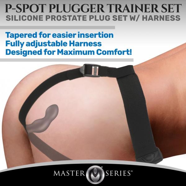 P Spot Plugger Trainer Set Silicone 3 Piece Prostate Plug Set With Harness