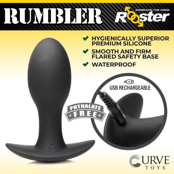 Rumbler Vibrating Silicone Butt Plug Large