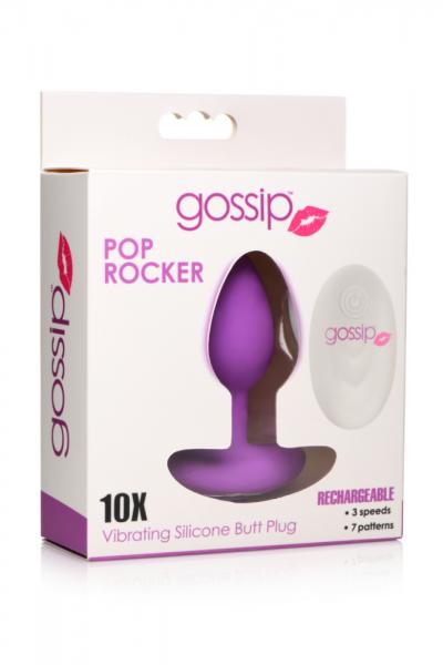 10x Pop Rocker Vibrating Silicone Plug With Remote Violet