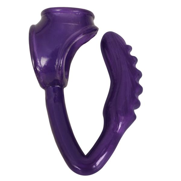 The Duke Cock And Ball Ring With Anal Plug Purple