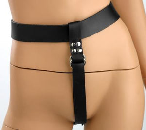Strict Leather Female Butt Plug And Dildo Harness