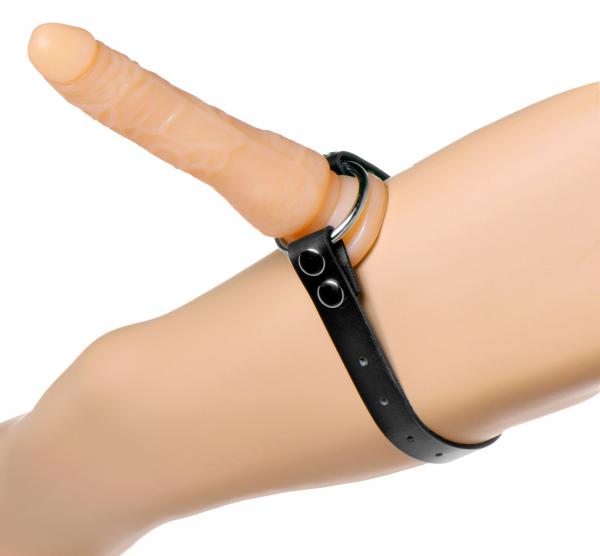 Thigh Or Boot Leather Strap On Dildo Harness Black Bulk