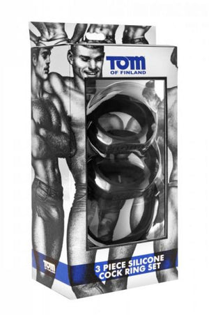 Tom Of Finland 3 Piece Silicone Cock Ring Set Black