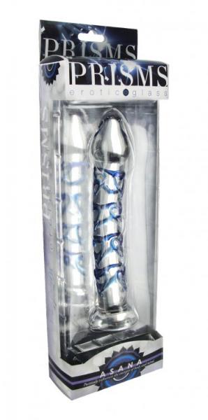 Asana Glass Dildo Clear Blue Heart Accents