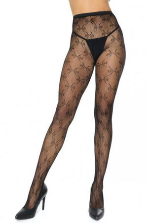 Pantyhose W/ Bow Print Black O/S