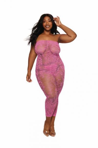 Seamless Leopard Bodystocking W/ Rhinestones Milkshake Pink Q/S