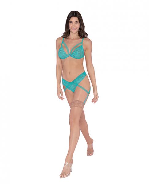 Stretch Lace & Fishnet 2 Pc Set Ocean O/S