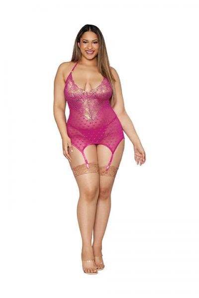 Gold Foil Heart Lace Garter Slip Azalea/Gold Q/S