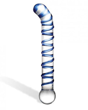 Mr Swirly 6.5 Inches G Spot Glass Dildo Clear Blue