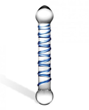 Glas 6.5 Inches Glass Spiral Dildo Clear, Blue