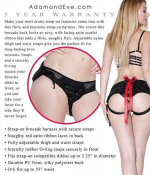 Red Ribbon Harness Strap On O/S