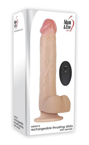 Adam's Rechargeable Thrusting Dildo With Remote Beige