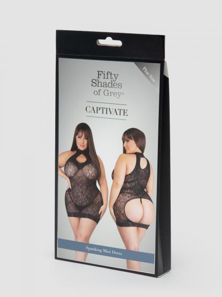 Fifty Shades Captivate Plus Size Black Lace Spanking Mini Dress O/S Queen