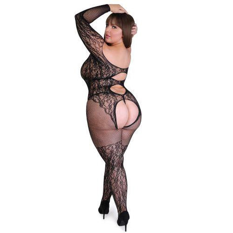 Fifty Shades Captivate Plus Size Black Lace Spanking Bodystocking O/S Curve