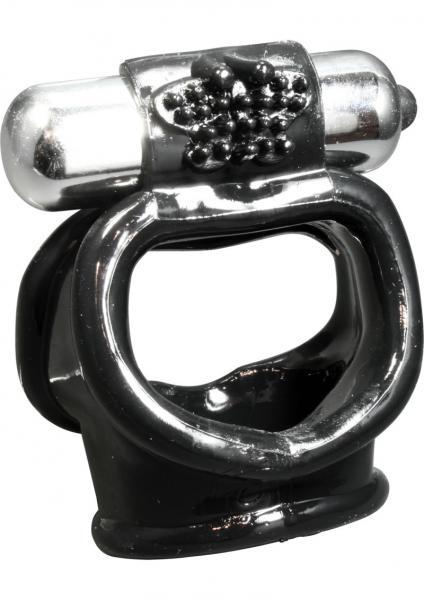 Super Stud Cock And Ball Sling W/Vibrating Bullet Black