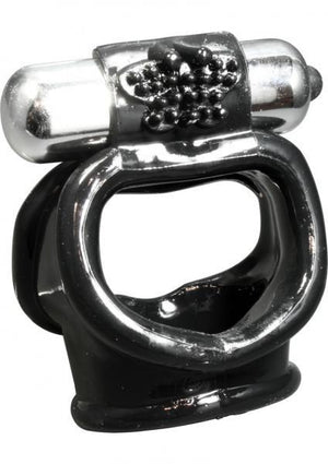 Super Stud Cock And Ball Sling W/Vibrating Bullet Black