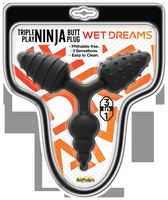 Wet Dreams Triple Play Ninja Butt Plug Black