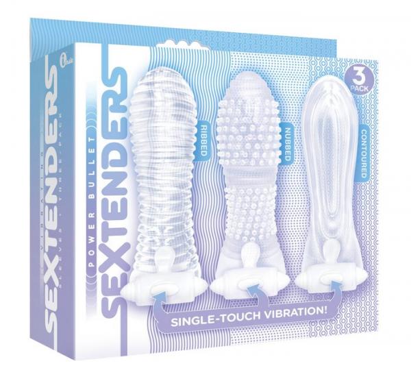 Vibrating Sextenders 3 Pack Nubbed Contoured Ribbed